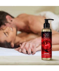 Sensual massage oil cherry 200ml - body oil with almond oil grape seed oil - edible - cherry taste - of course - kissable massage oil - massage oil for couples - love oil