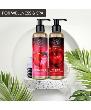 Sensual massage oil set 2x200ml - strawberry and cherry - Body massage oil with almond oil and grape seed oil - edible - of course - Kissable massage oil - massage oil for couples