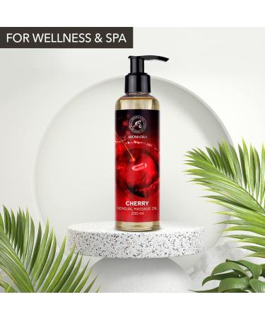 Sensual massage oil cherry 200ml - body oil with almond oil grape seed oil - edible - cherry taste - of course - kissable massage oil - massage oil for couples - love oil