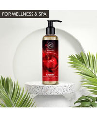 Sensual massage oil cherry 200ml - body oil with almond oil grape seed oil - edible - cherry taste - of course - kissable massage oil - massage oil for couples - love oil