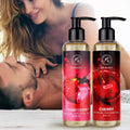 Sensual massage oil set 2x200ml - strawberry and cherry - Body massage oil with almond oil and grape seed oil - edible - of course - Kissable massage oil - massage oil for couples